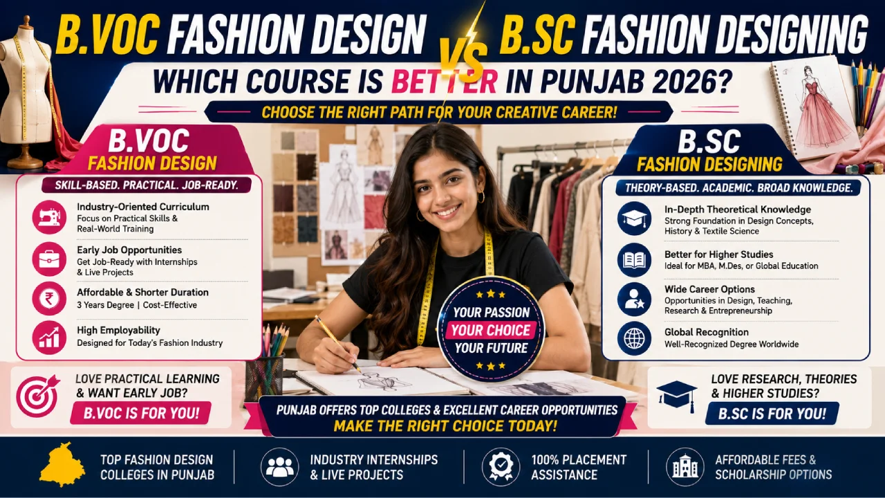 B.Voc Fashion Design vs B.Sc Fashion Designing – Which Course is Better in Punjab 2026